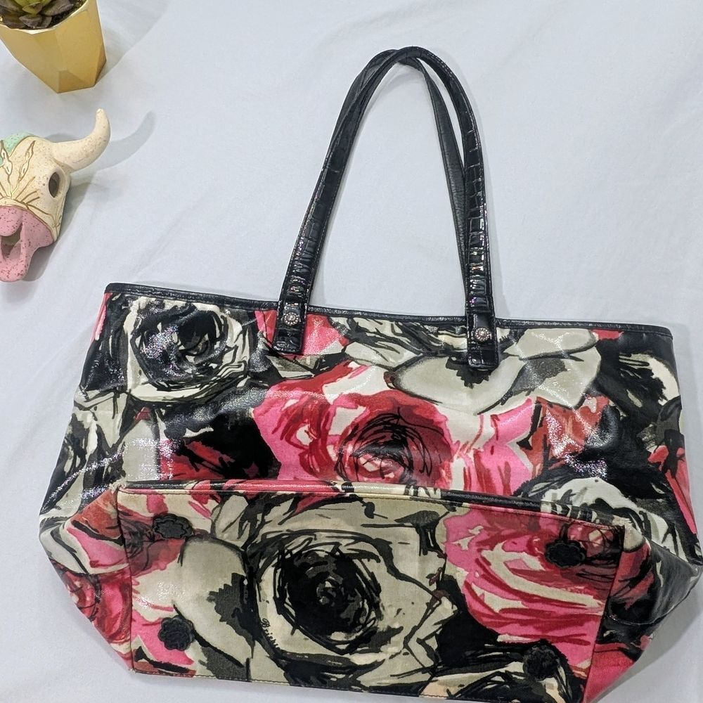 Brighton Floral Rose Tote Bag - Black and Pink - Picture 2 of 10